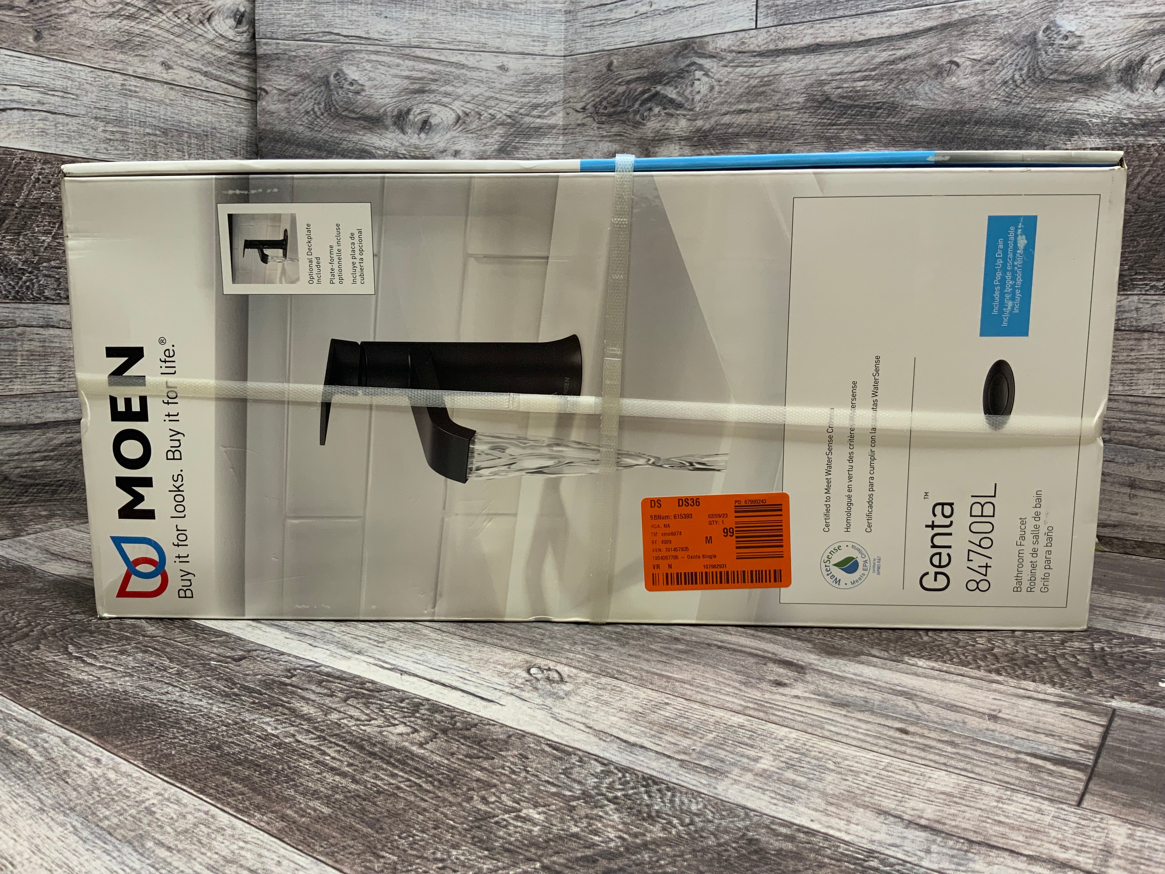 Moen Genta Single Hole Single-Handle Bathroom Faucet in Matte Black (84760BL) (8106968842478)